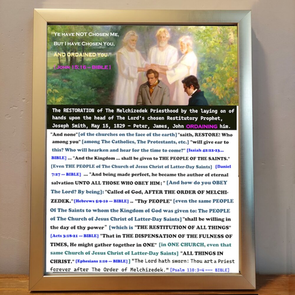 Restoration of The Priesthood Gold 8 and 1/2 by 11 Wall Picture
